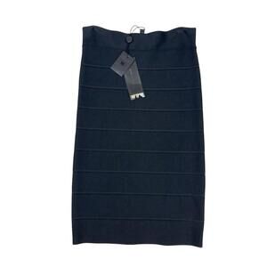 BCBG Maxazria Alexa Knitted Bandage Midi Skirt Black Size XS